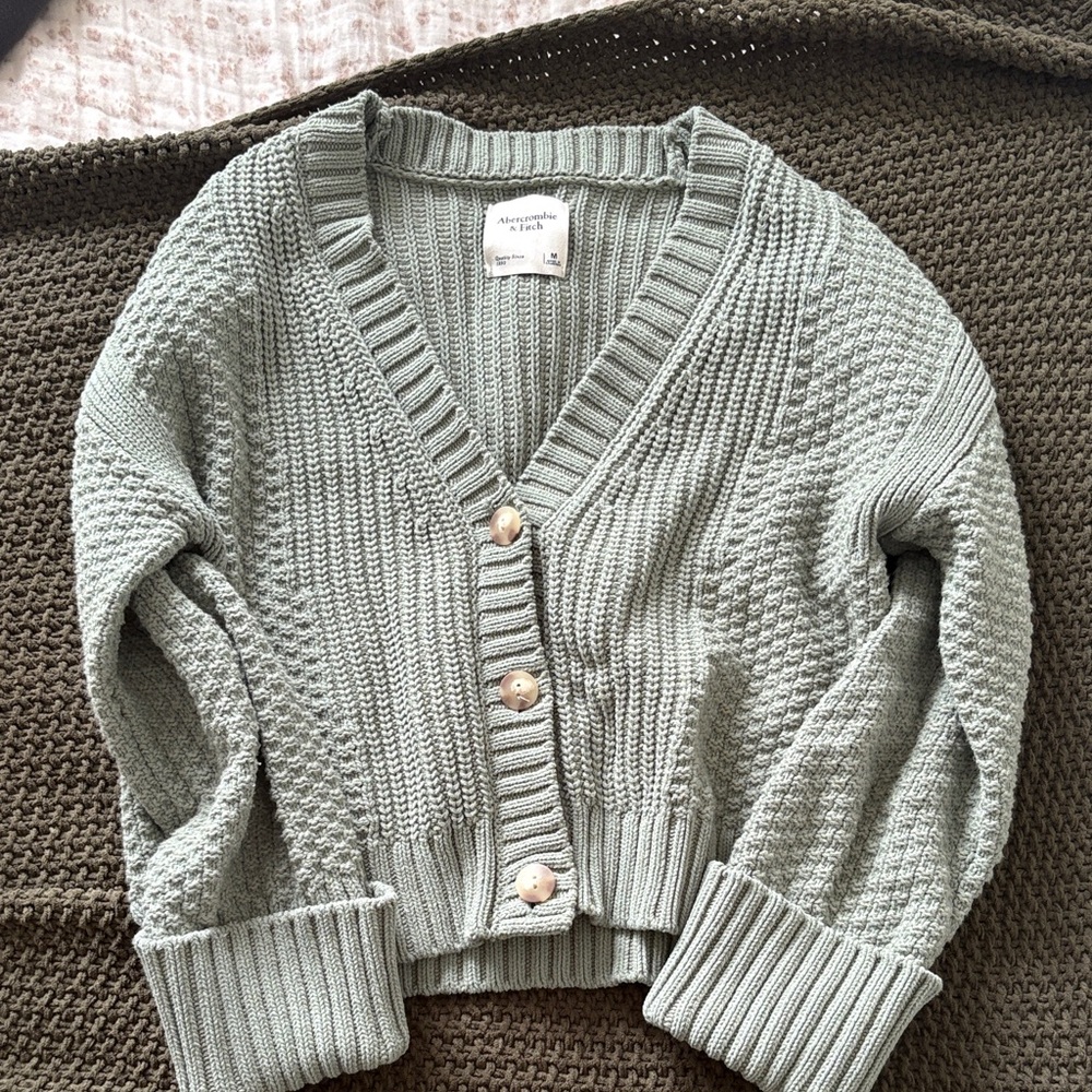 Abercrombie & Fitch Light Green Cardigan Sweater